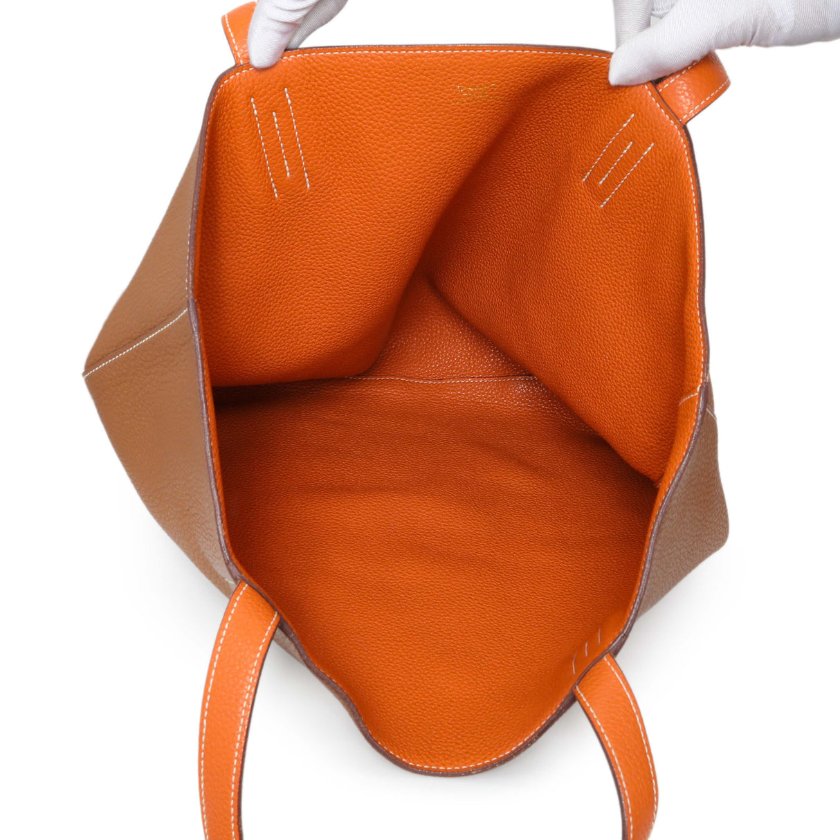 -6 items Mon June 29 ⬆️- Hermes Brown/Orange Taurillon Clemence Double Sens 45 Reversible Tote Handbags Hermes