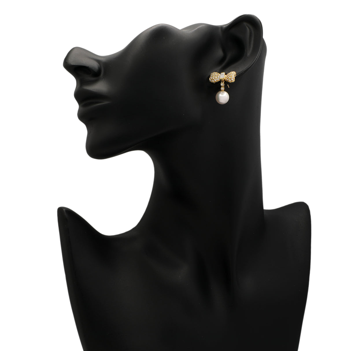 18K Yellow Gold South Sea Pearl Bow Earrings Fine Jewellery Modaselle