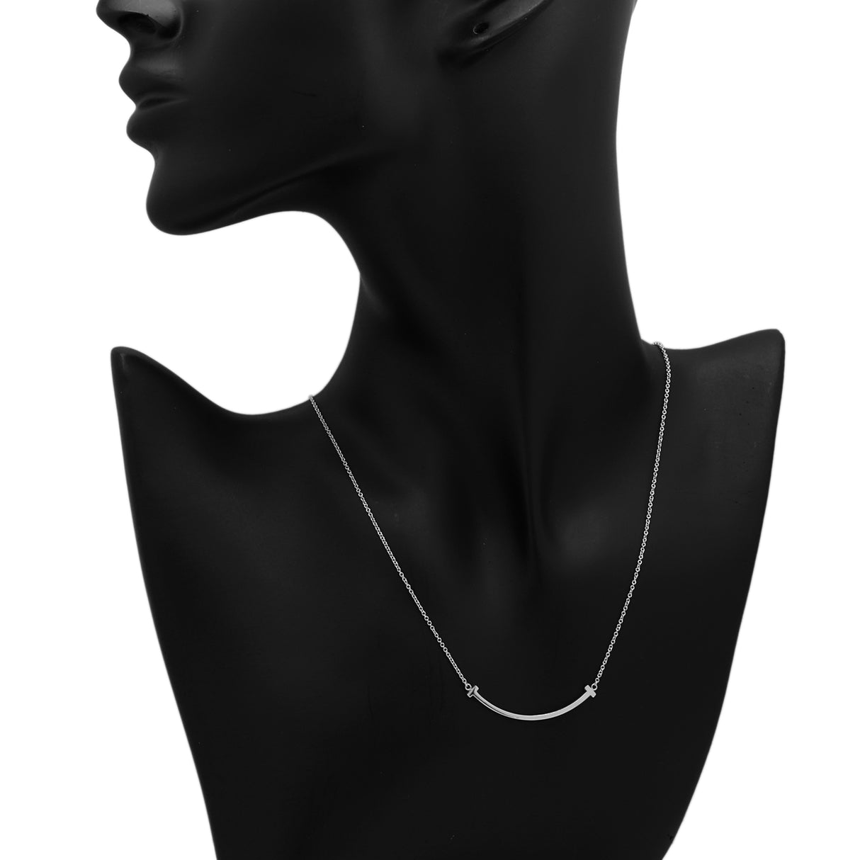 Tiffany & Co. 18K White Gold Small T Smile Pendant Designer Jewellery Tiffany and Co