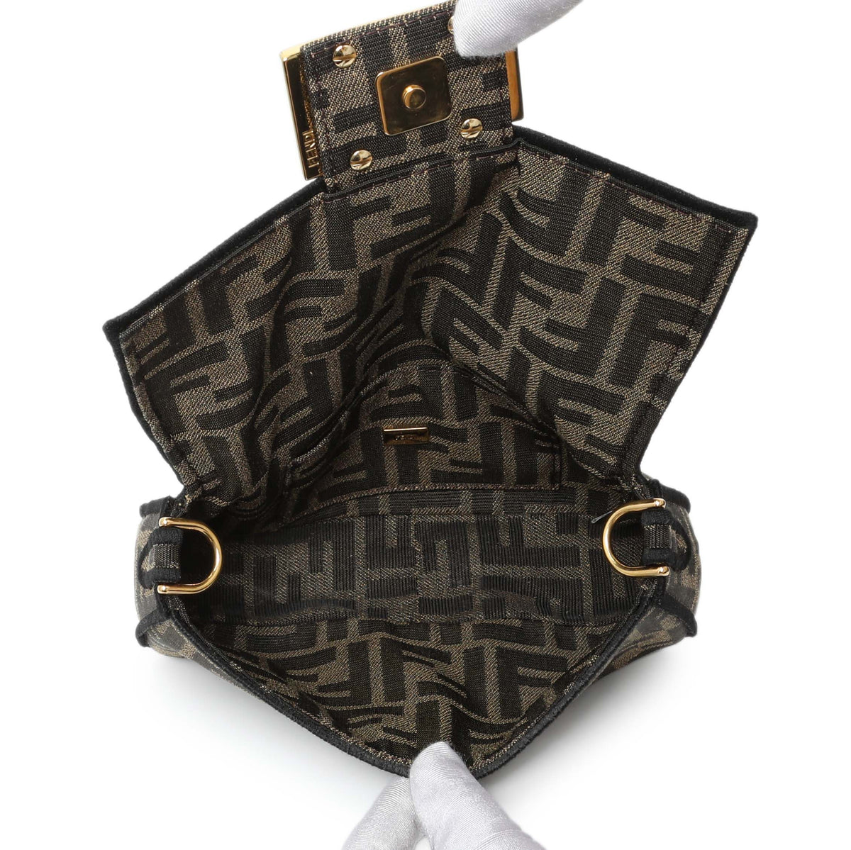 Fendi Fabric Jacquard Ff 1974 Mini Baguette Handbags Fendi