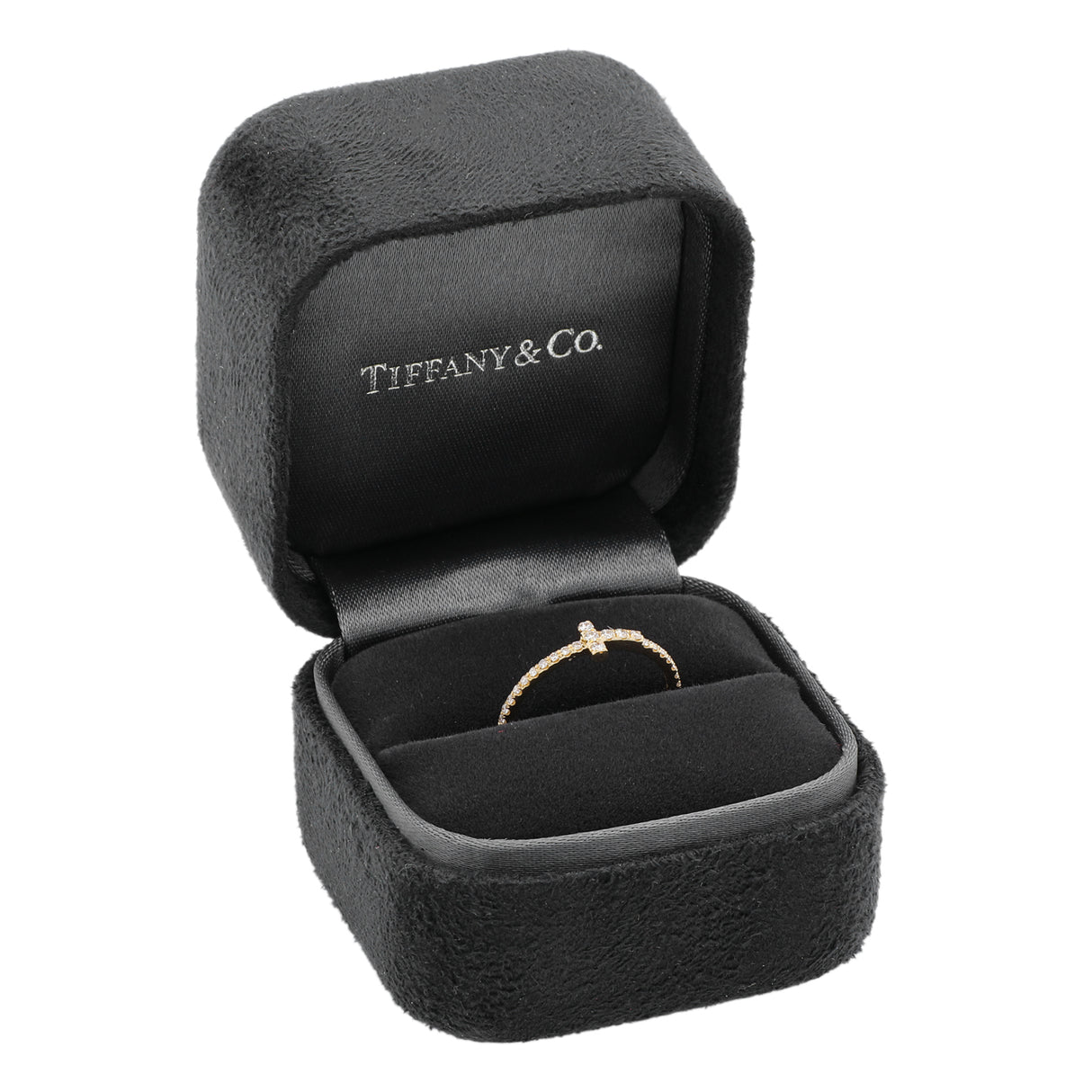 Tiffany & Co. 18K Yellow Gold Diamond T Wire Band Ring Designer Jewellery Modaselle