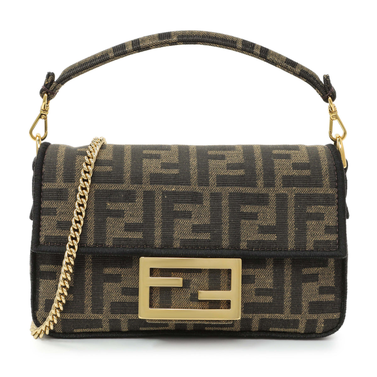 Fendi Fabric Jacquard Ff 1974 Mini Baguette Handbags Fendi