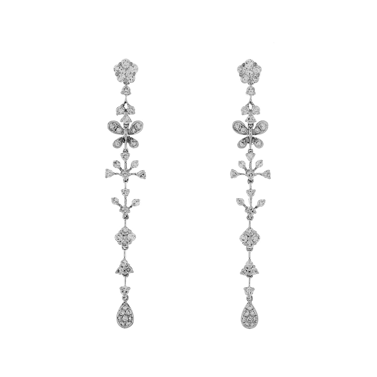 18K White Gold 1.32 Carat Riviere Diamond Drop Earrings Fine Jewellery Modaselle