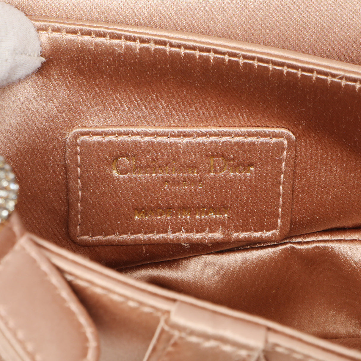 Christian Dior Powder Beige Satin Crystal Mini Saddle Bag Handbags Christian Dior