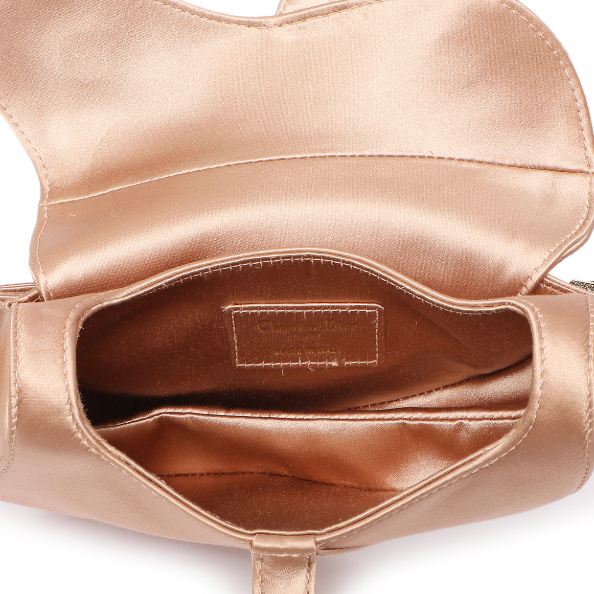 Christian Dior Powder Beige Satin Crystal Mini Saddle Bag Handbags Christian Dior