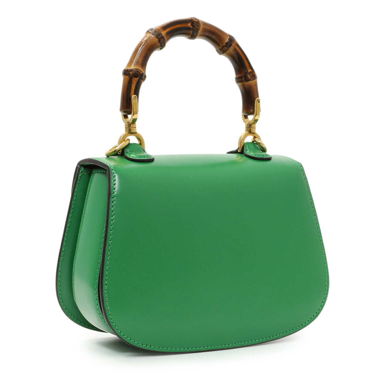 Gucci Green Calfskin Mini Bamboo 1947 Top Handle Bag Handbags Gucci