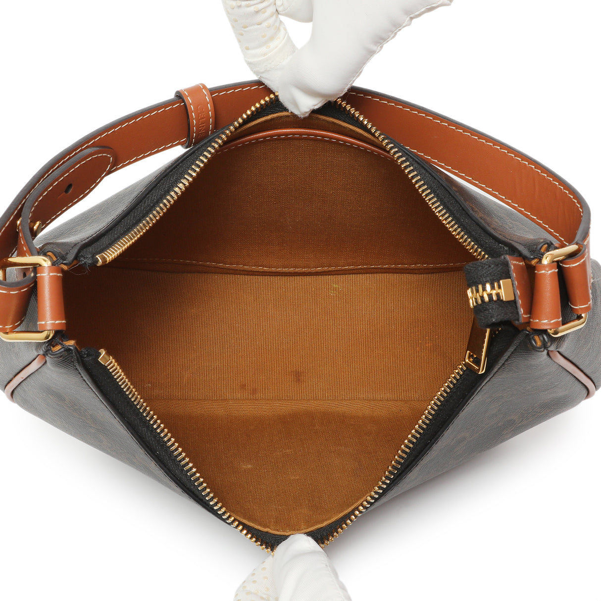 Celine Tan Triomphe Canvas Calfskin Ava Shoulder Bag Handbags Celine