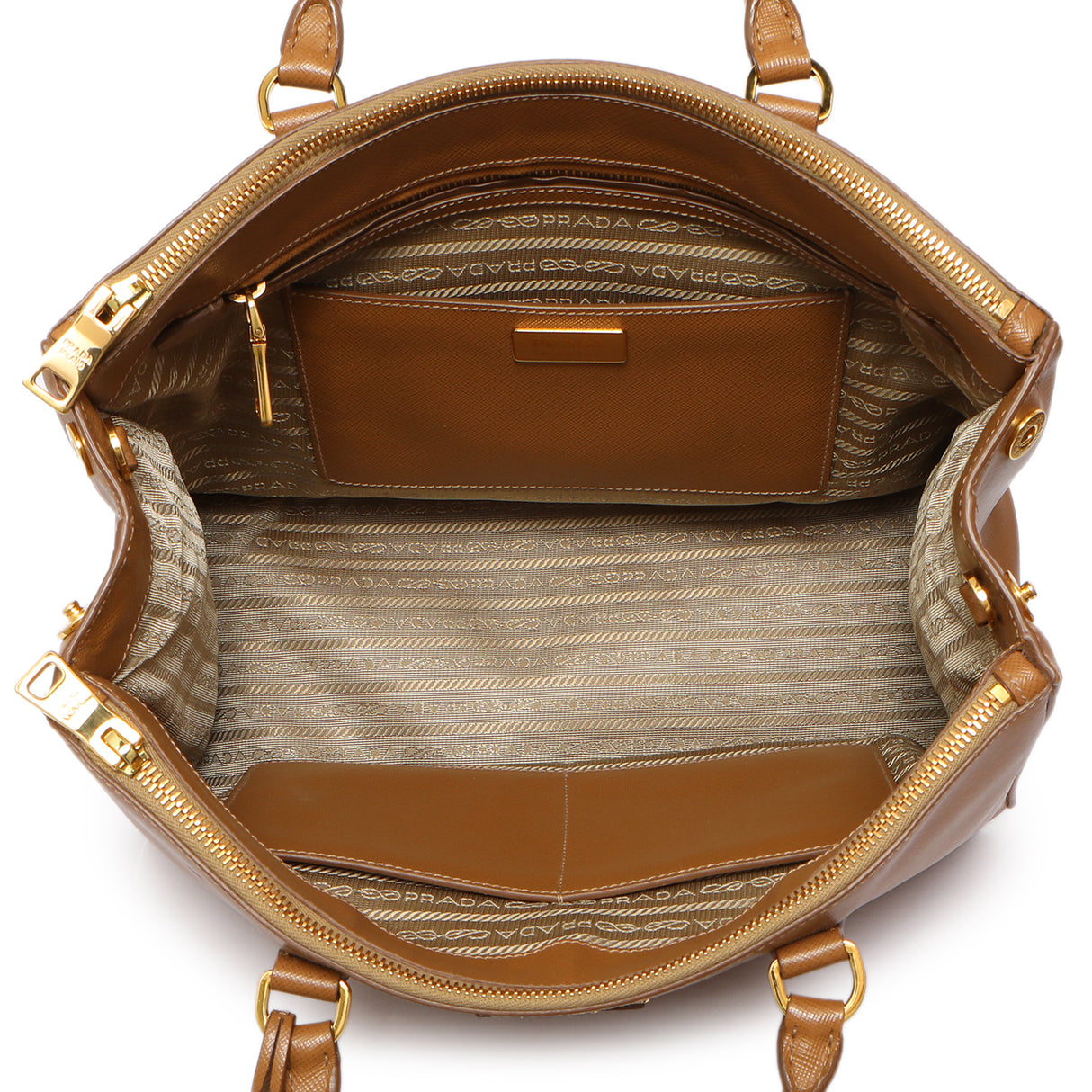 Prada Caramel Saffiano Medium Galleria Double Zip Tote Handbags Prada