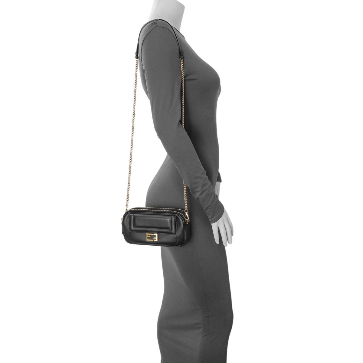 Fendi Black Calfskin Easy 2 Baguette Handbags Fendi