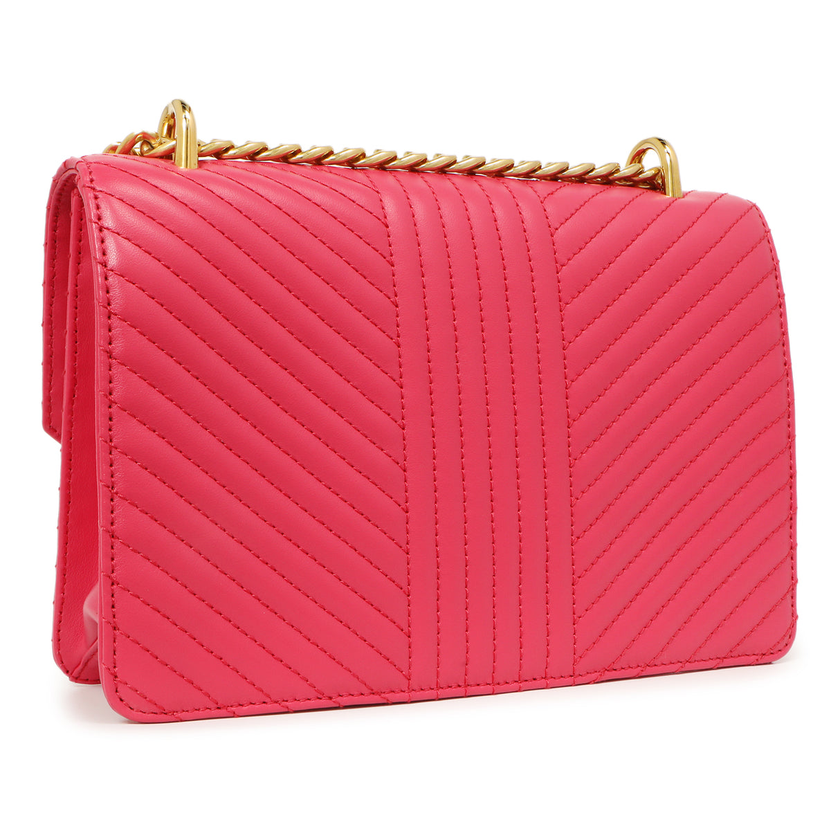 Prada Pink Soft Calf Chevron Impunture Flap Bag Handbags Prada