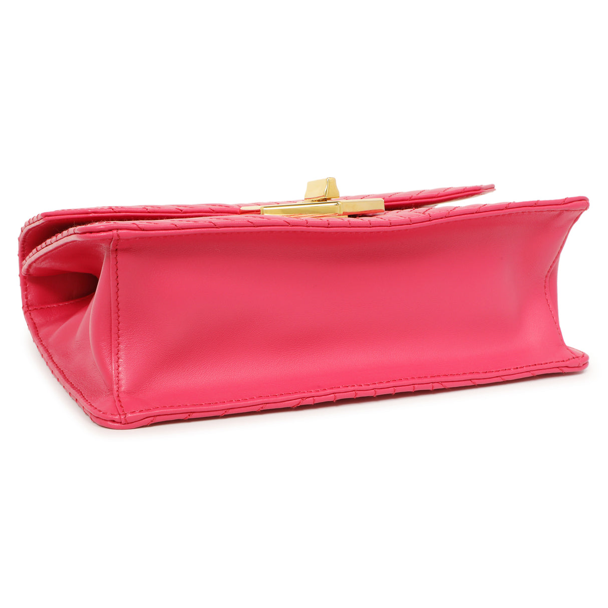 Prada Pink Soft Calf Chevron Impunture Flap Bag Handbags Prada