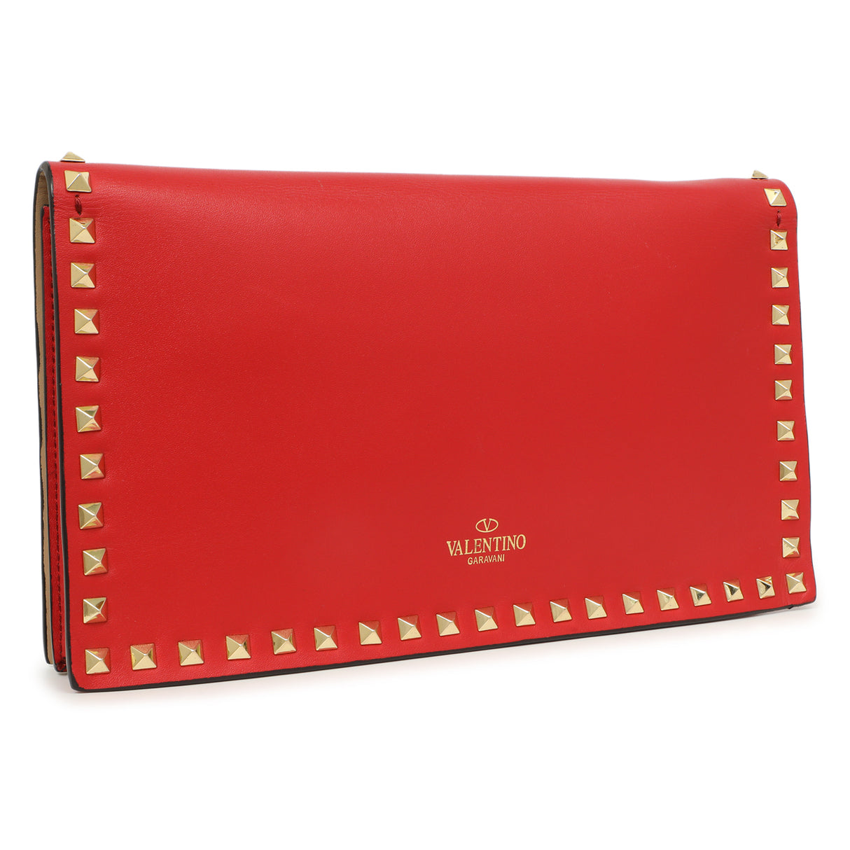 Valentino Red Nappa Rockstud Wristlet Clutch Handbags Valentino