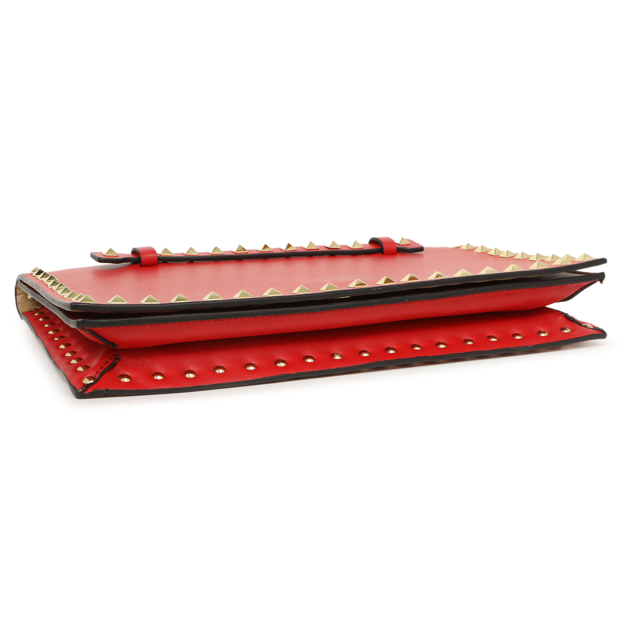 Valentino Red Nappa Rockstud Wristlet Clutch Handbags Valentino