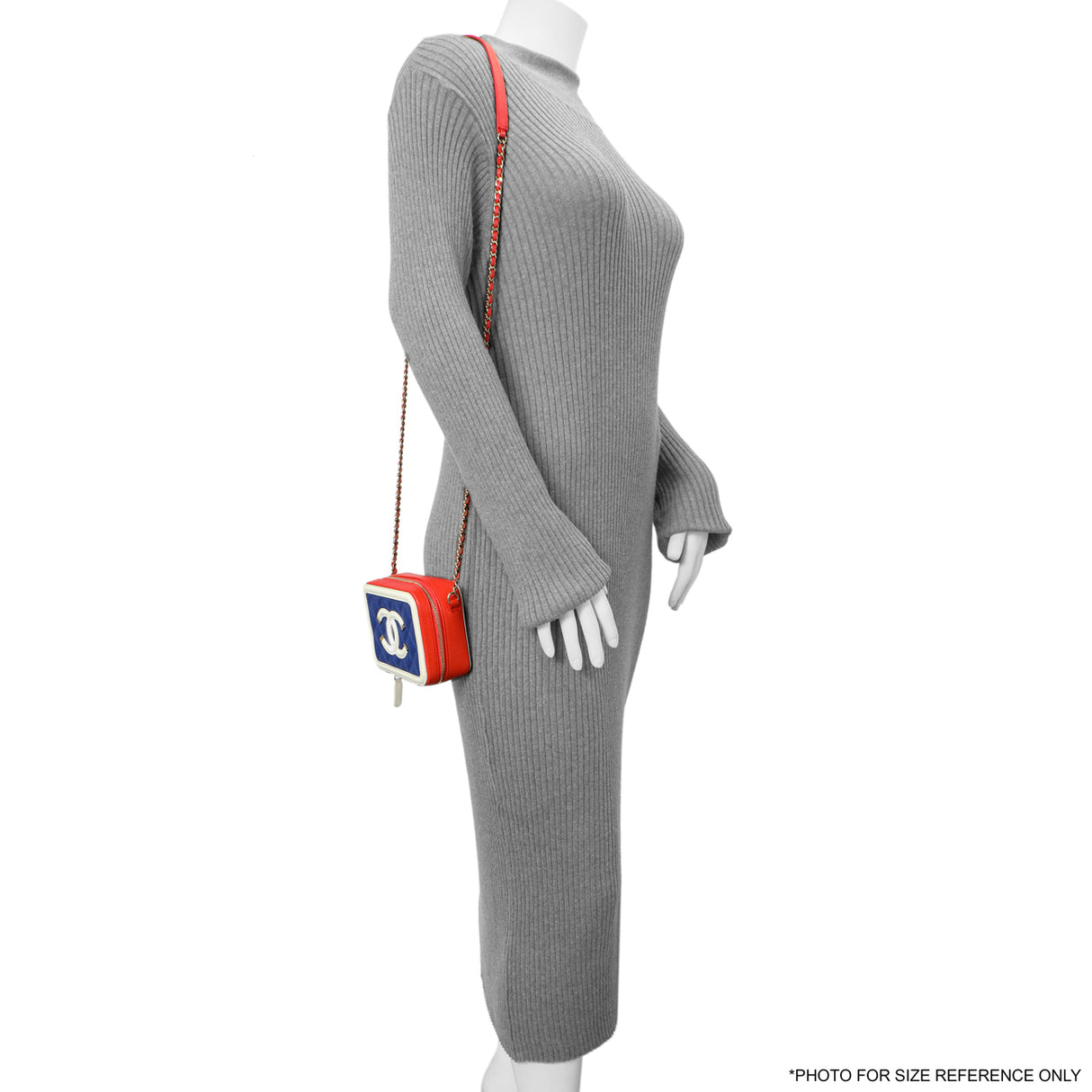 Chanel Blue White Red Caviar Quilted Micro CC Filigree Vanity Case Handbags Chanel