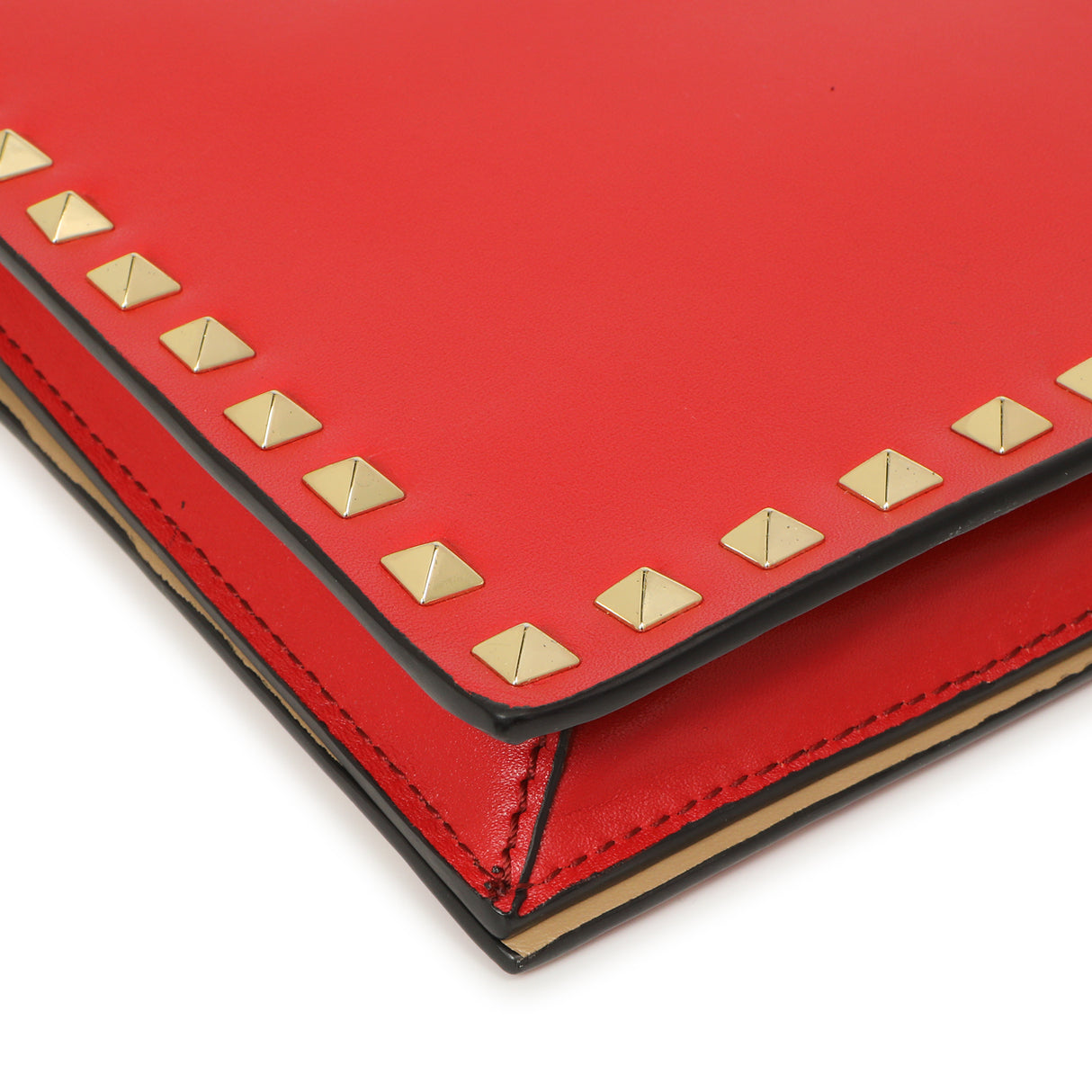 Valentino Red Nappa Rockstud Wristlet Clutch Handbags Valentino