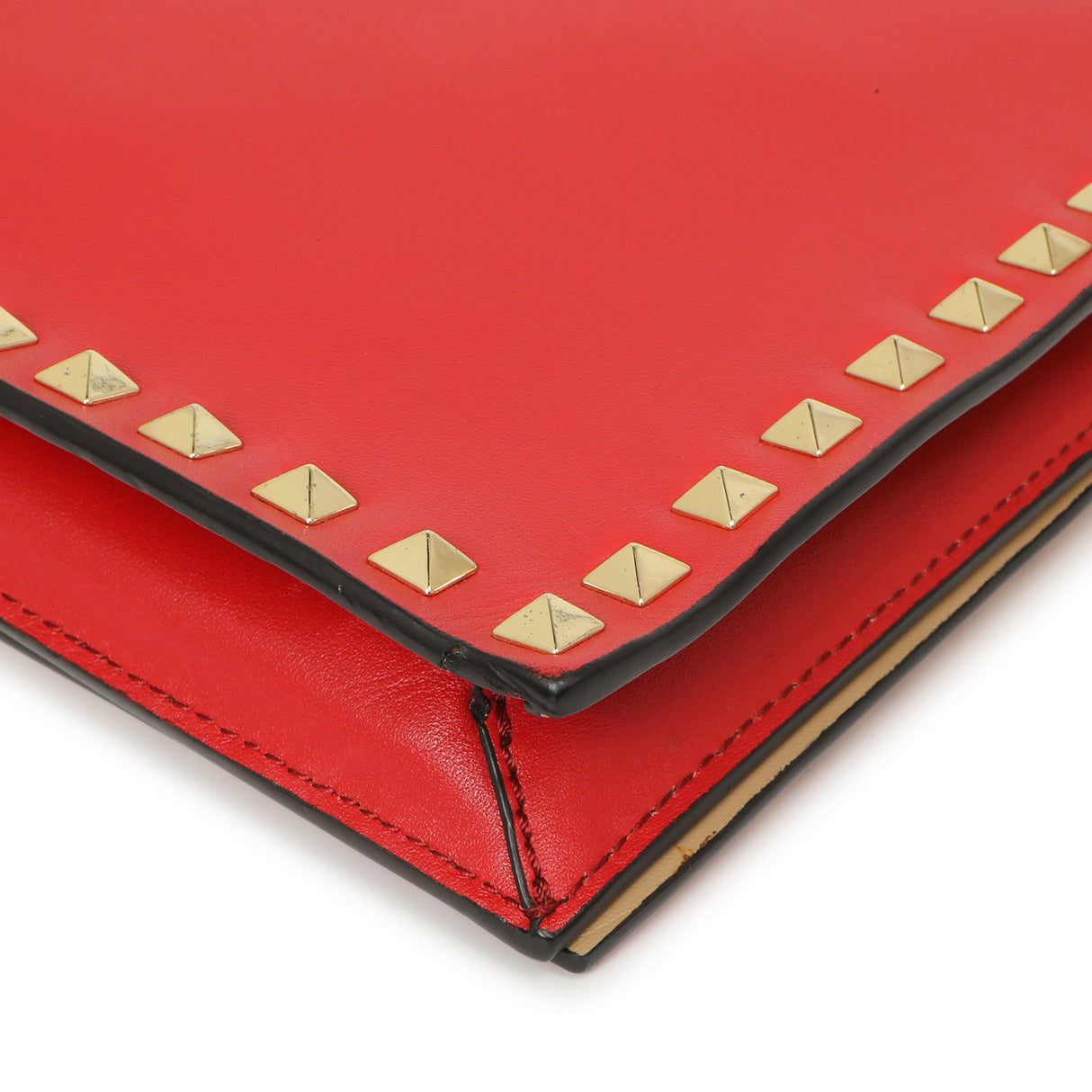 Valentino Red Nappa Rockstud Wristlet Clutch Handbags Valentino