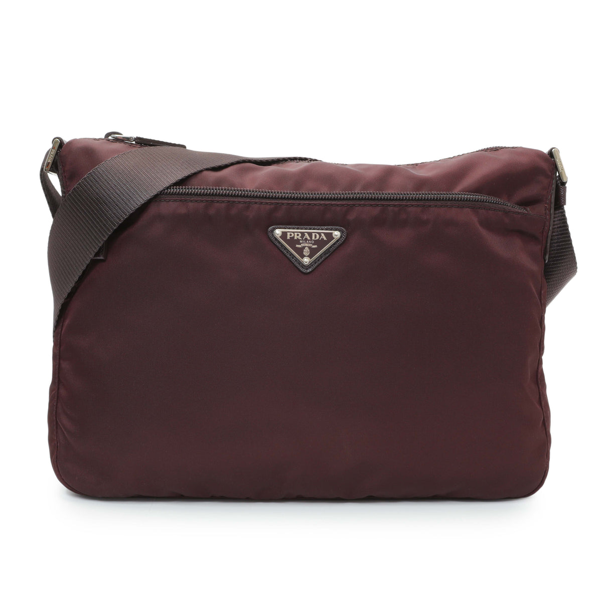 Prada Burgundy Tessuto Nylon Messenger Bag Handbags Modaselle