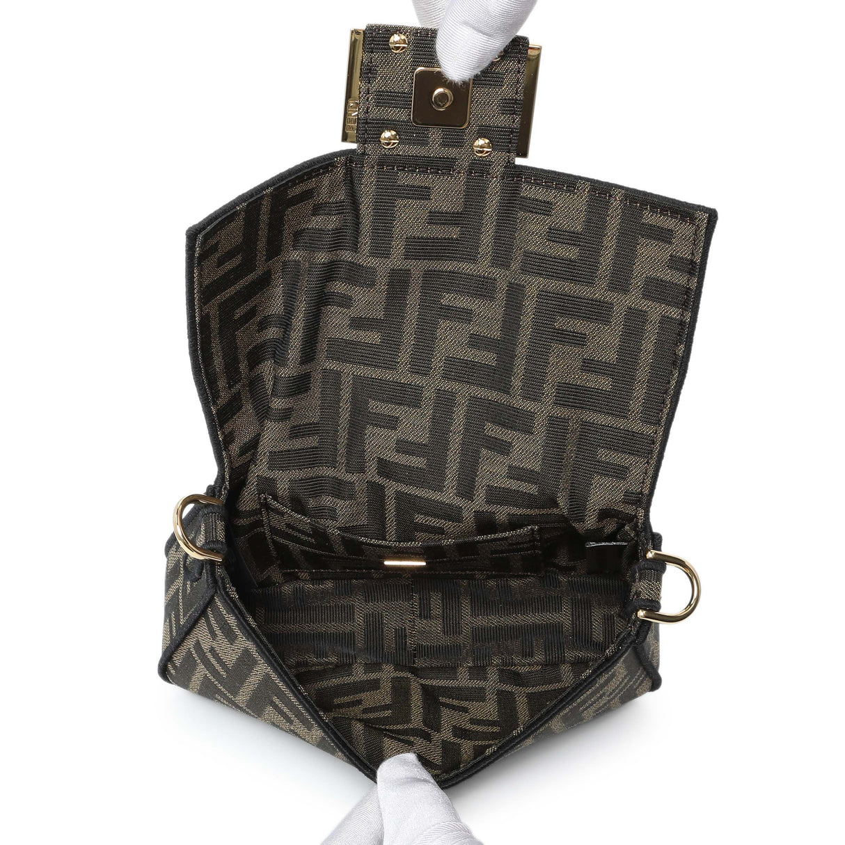 Fendi Fabric Jacquard FF 1974 Mini Baguette Handbags Fendi
