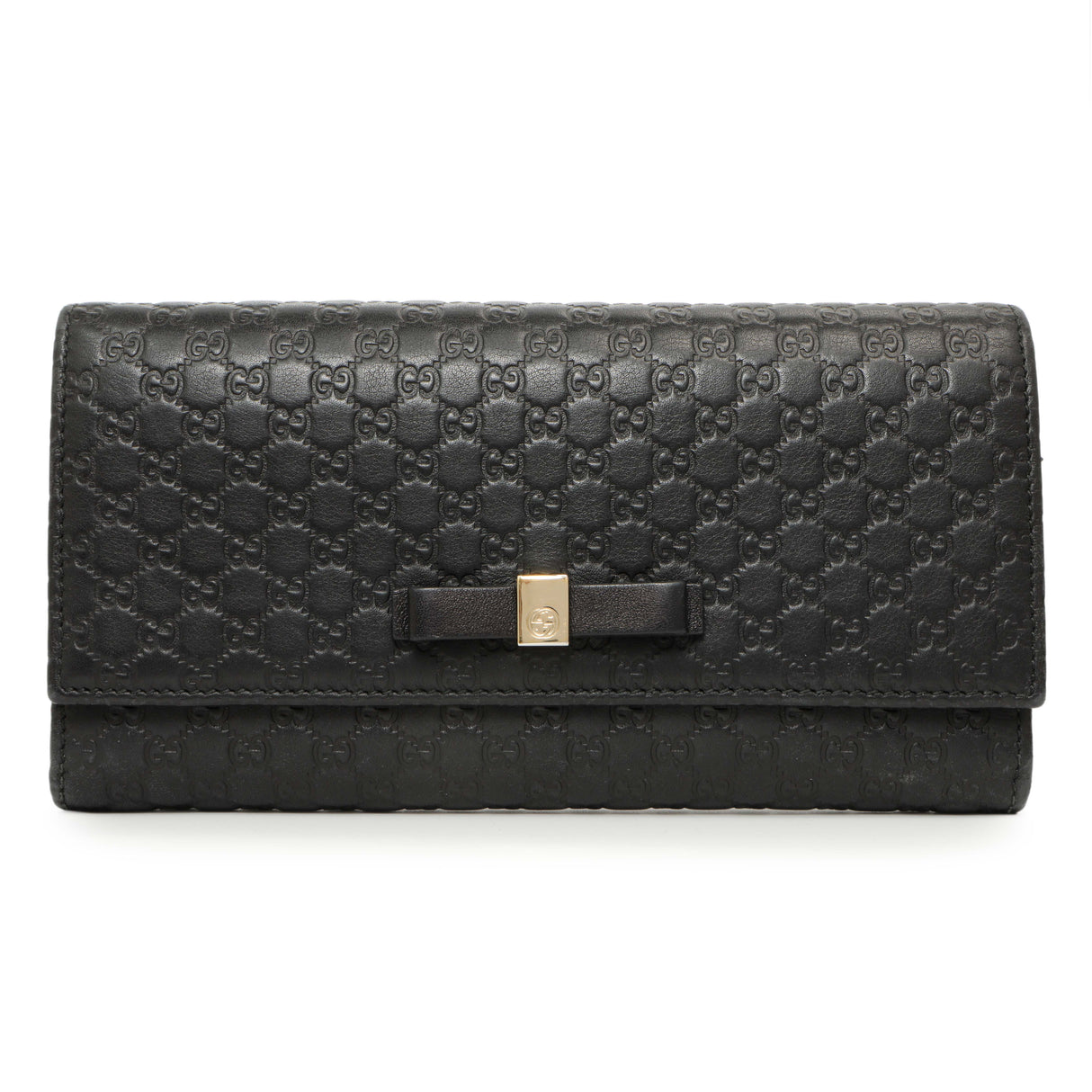 Gucci Black Microguccissima Bow Continental Wallet Accessories Gucci