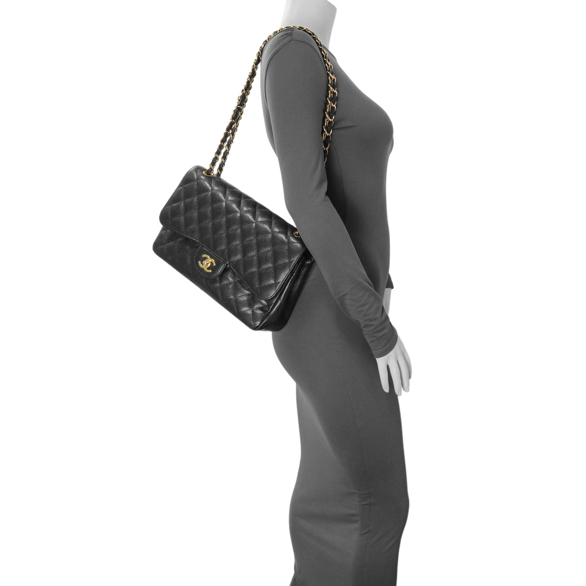 Chanel Black Caviar Jumbo Classic Flap Handbags Chanel