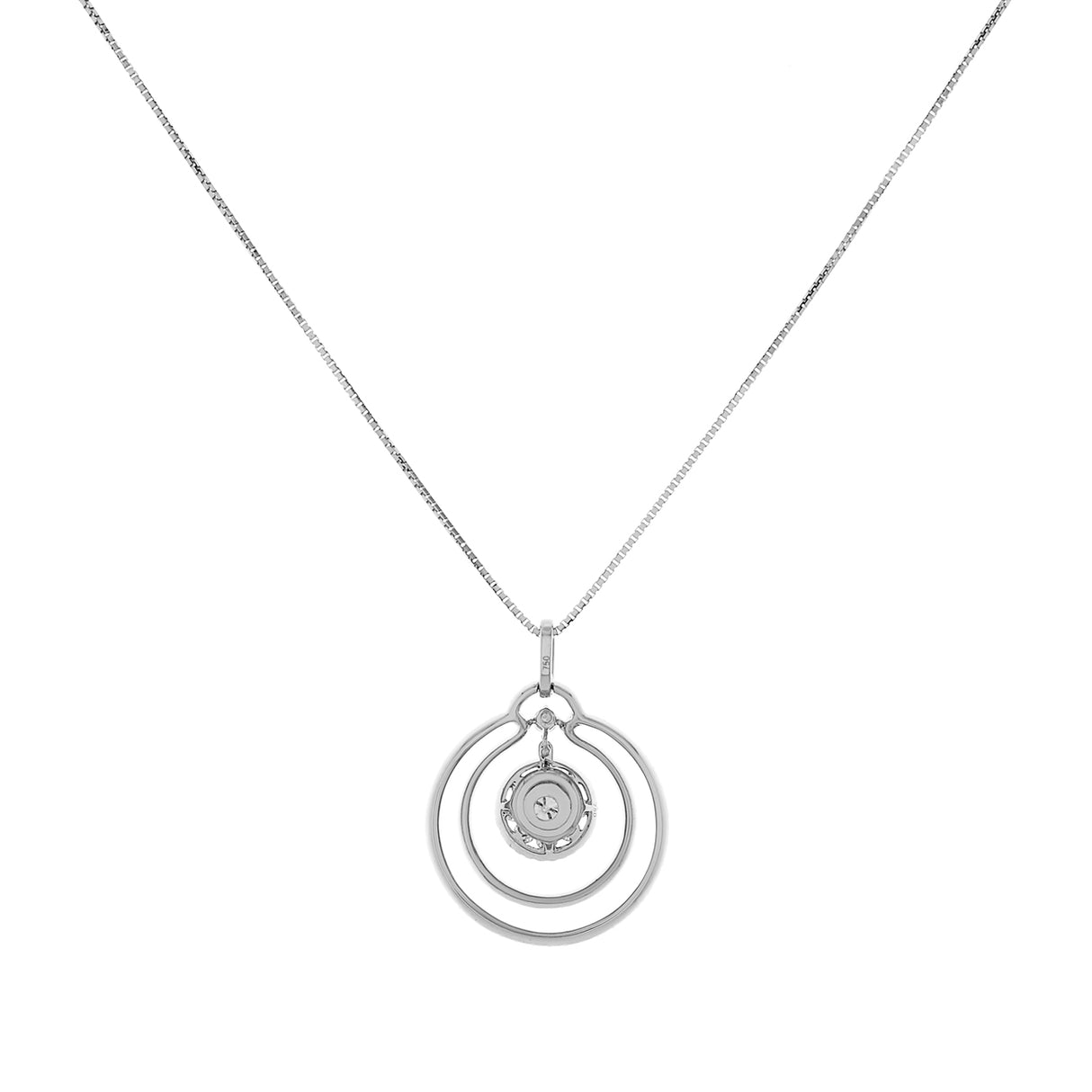 18K White Gold 1.54 Carat Concentric Circular Diamond Pendant Fine Jewellery Modaselle