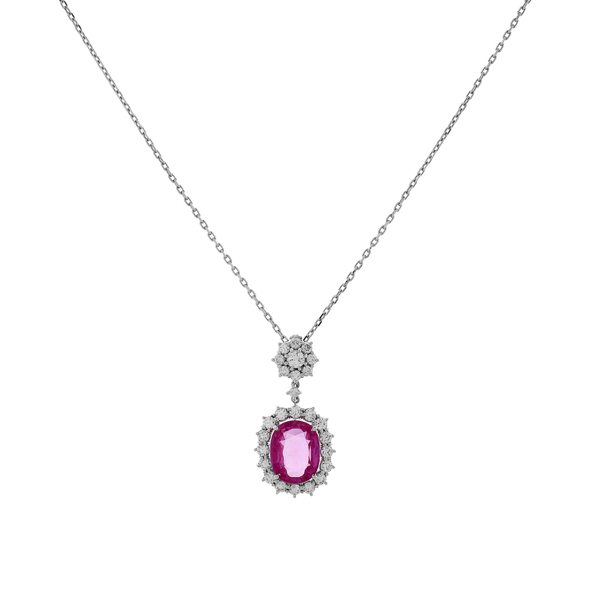 18K White Gold 5.02 Carat Pink Sapphire Pendant Fine Jewellery Modaselle