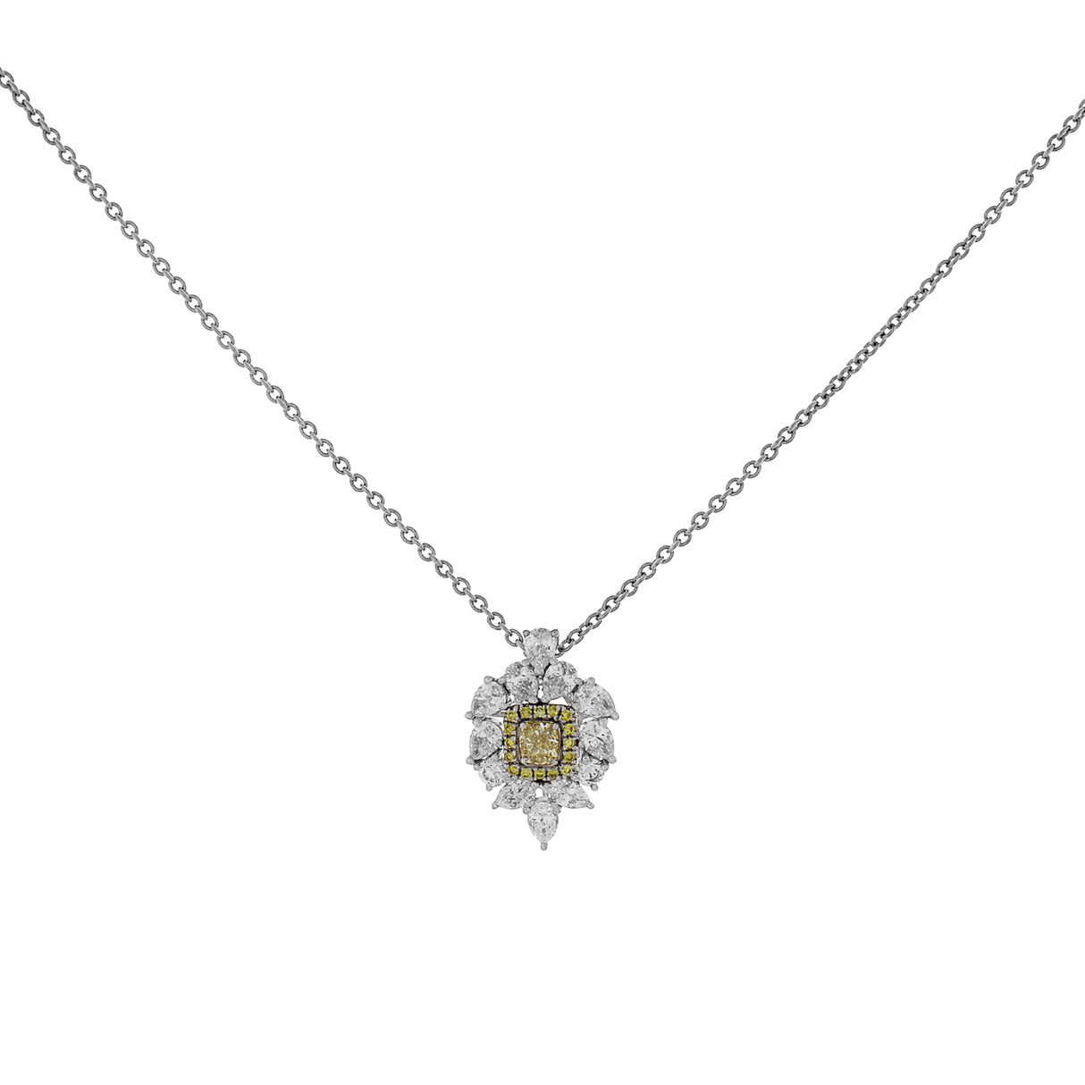 18K White Gold 0.26 Carat Fancy Light Yellow Diamond Pendant Fine Jewellery Modaselle