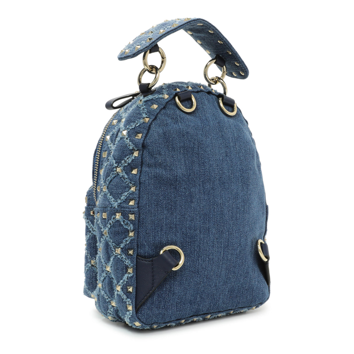 Valentino Blue Denim Mini Rockstud Spike Backpack Handbags Valentino