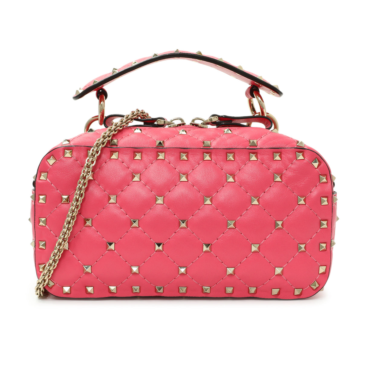 Valentino Pink Nappa Rockstud Spike Camera Bag Handbags Valentino