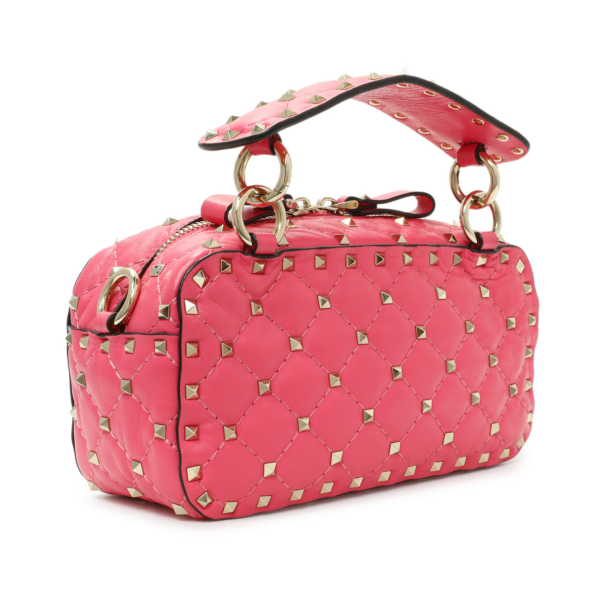 Valentino Pink Nappa Rockstud Spike Camera Bag Handbags Valentino