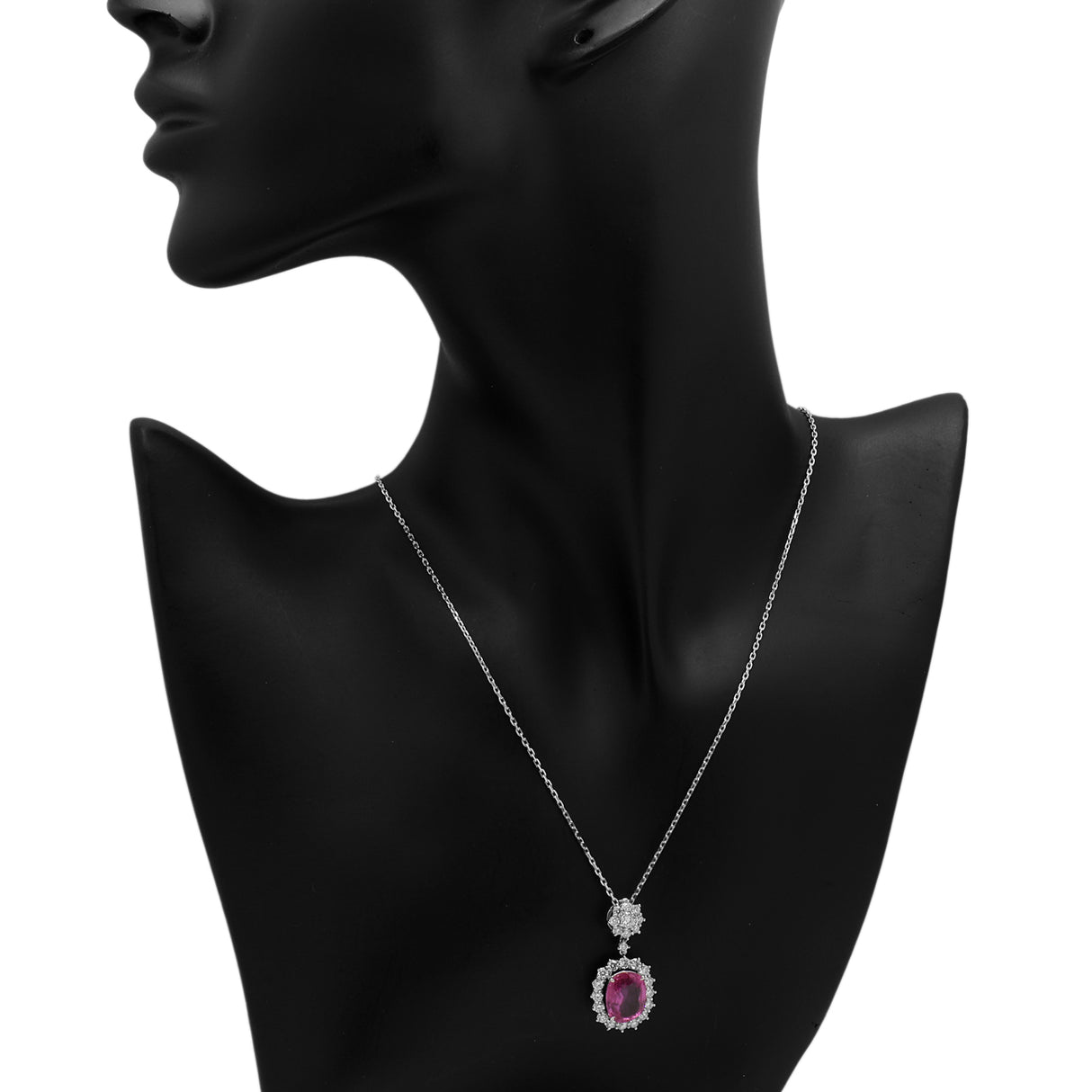 18K White Gold 5.02 Carat Pink Sapphire Pendant Fine Jewellery Modaselle