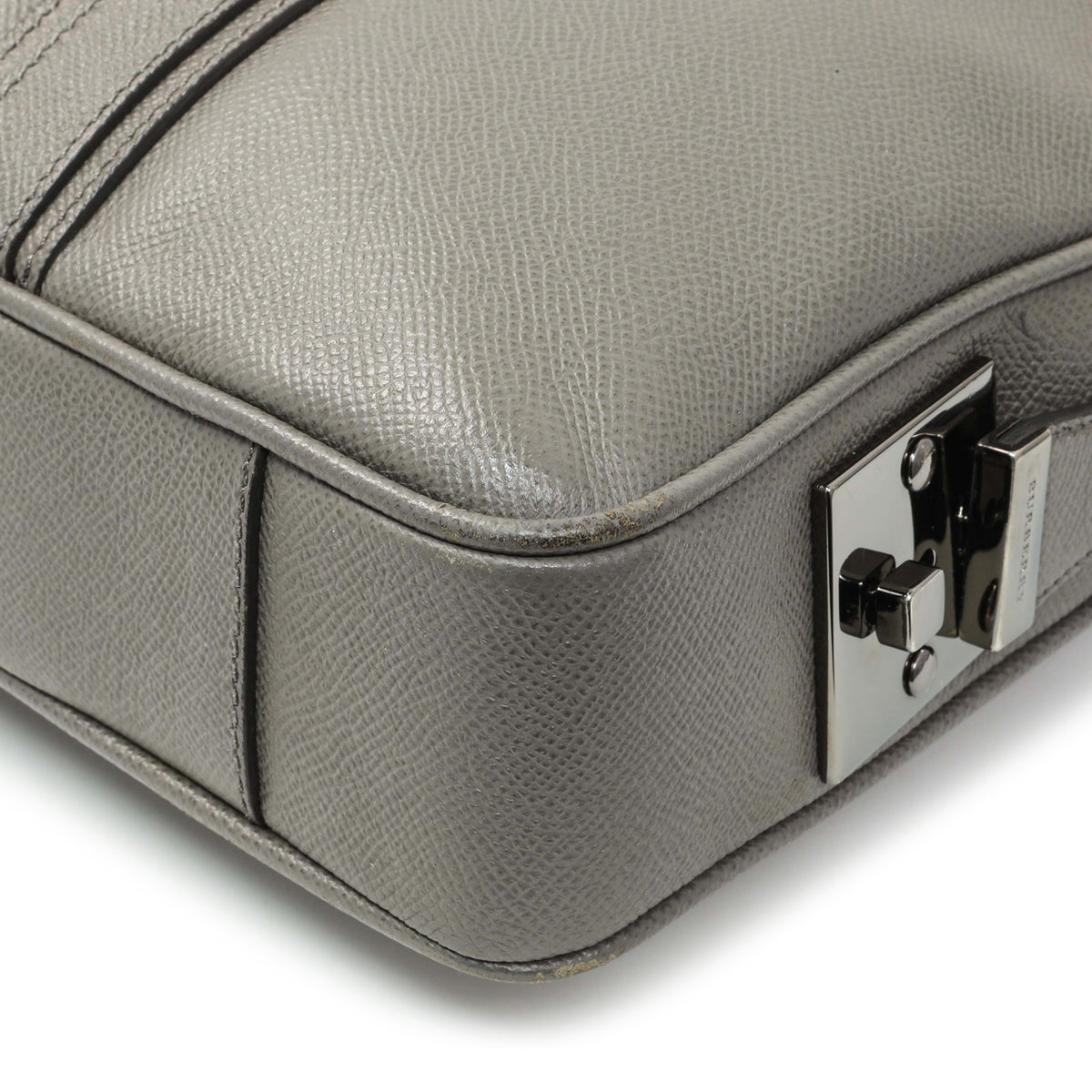 Burberry Grey Grainy Calfskin Newburg Briefcase Handbags Burberry