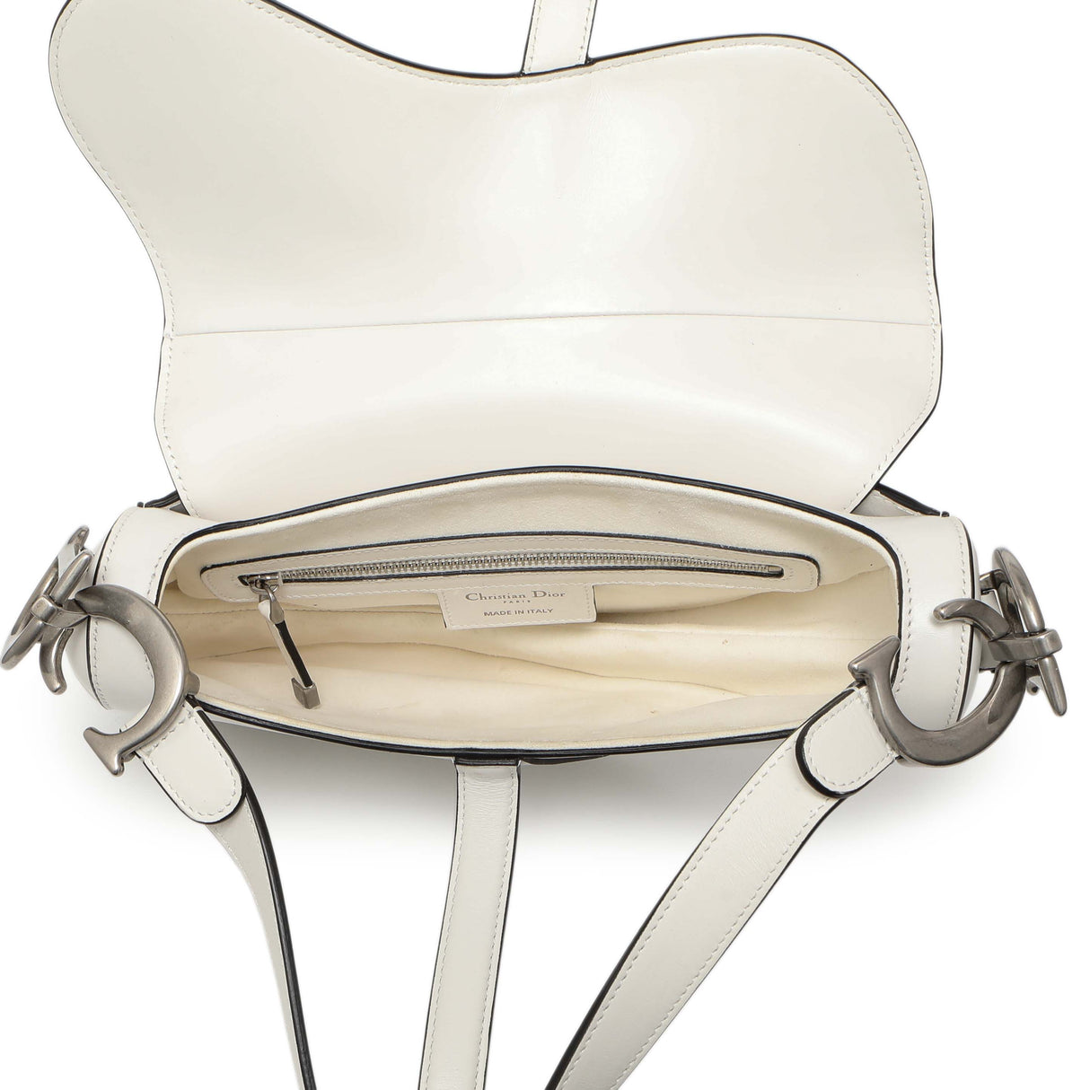 Christian Dior White Calfskin Saddle Bag Handbags Christian Dior