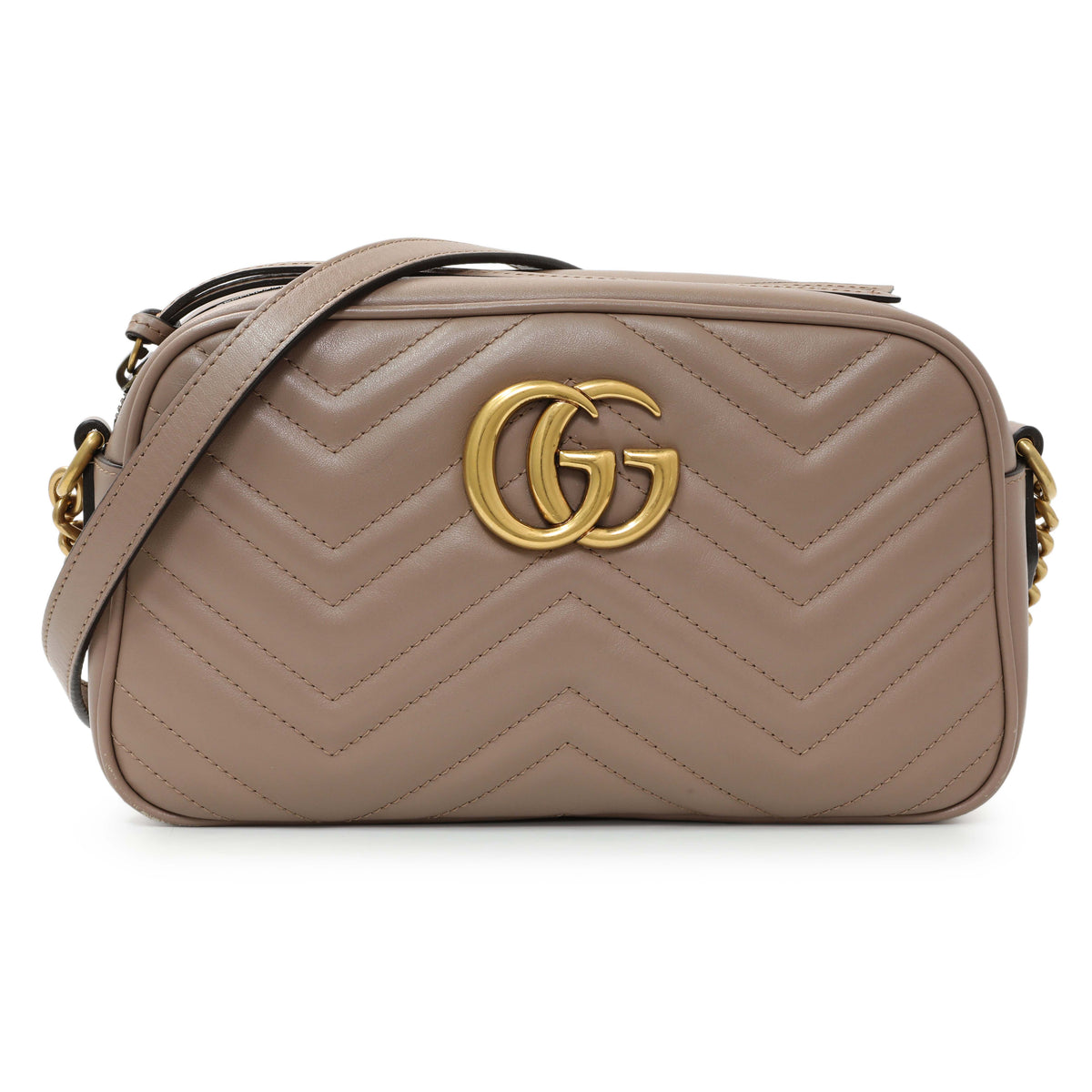 Gucci Porcelain Rose Calfskin Matelasse Small GG Marmont Chain Shoulder Bag Handbags Gucci