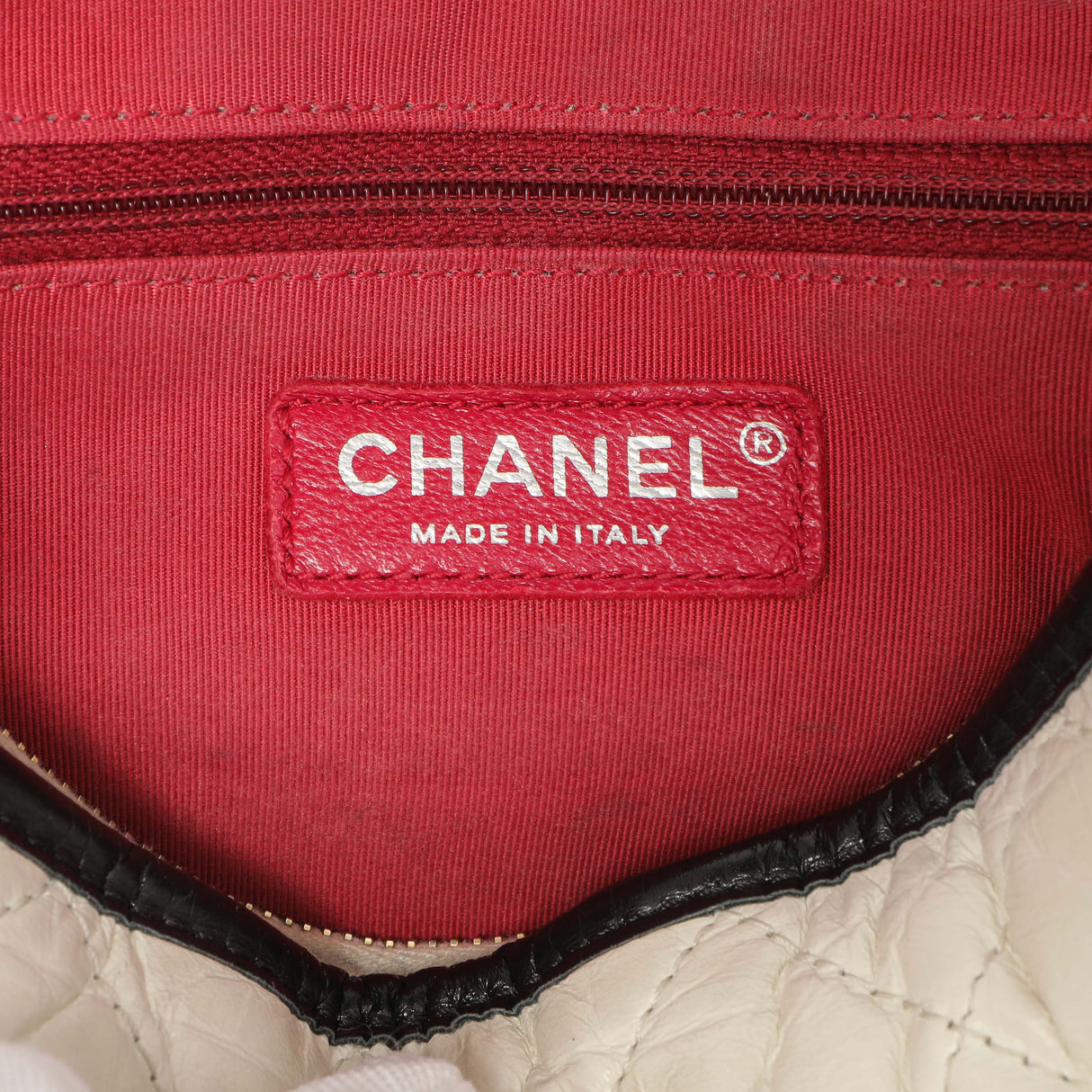 Chanel White Black Aged Calfskin Medium Gabrielle Hobo Handbags Chanel