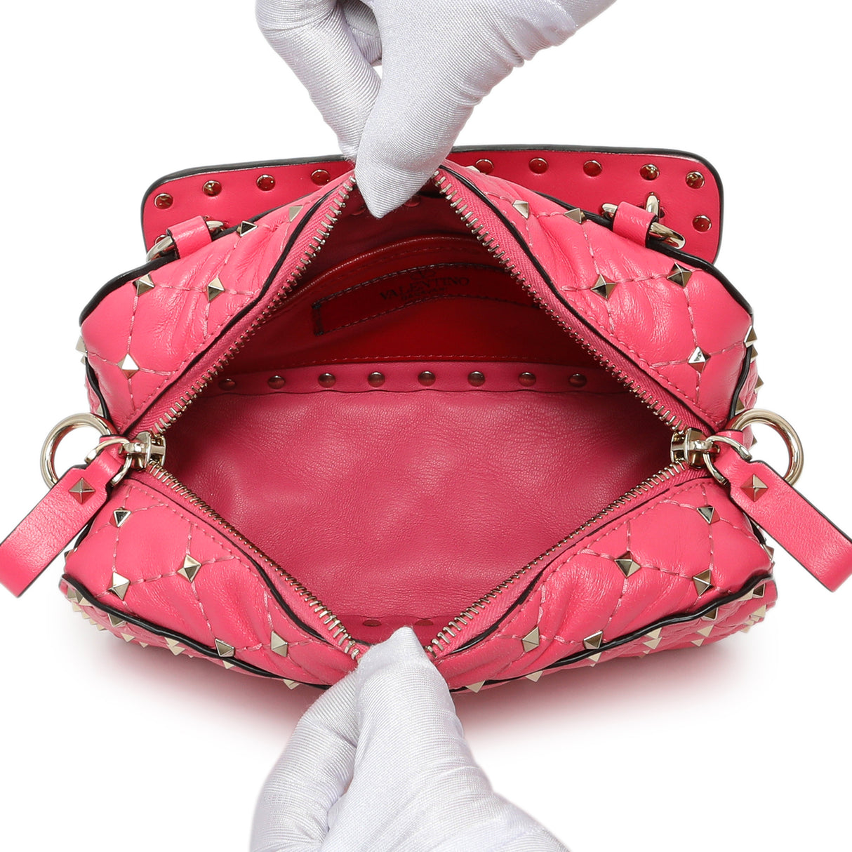 Valentino Pink Nappa Rockstud Spike Camera Bag Handbags Valentino