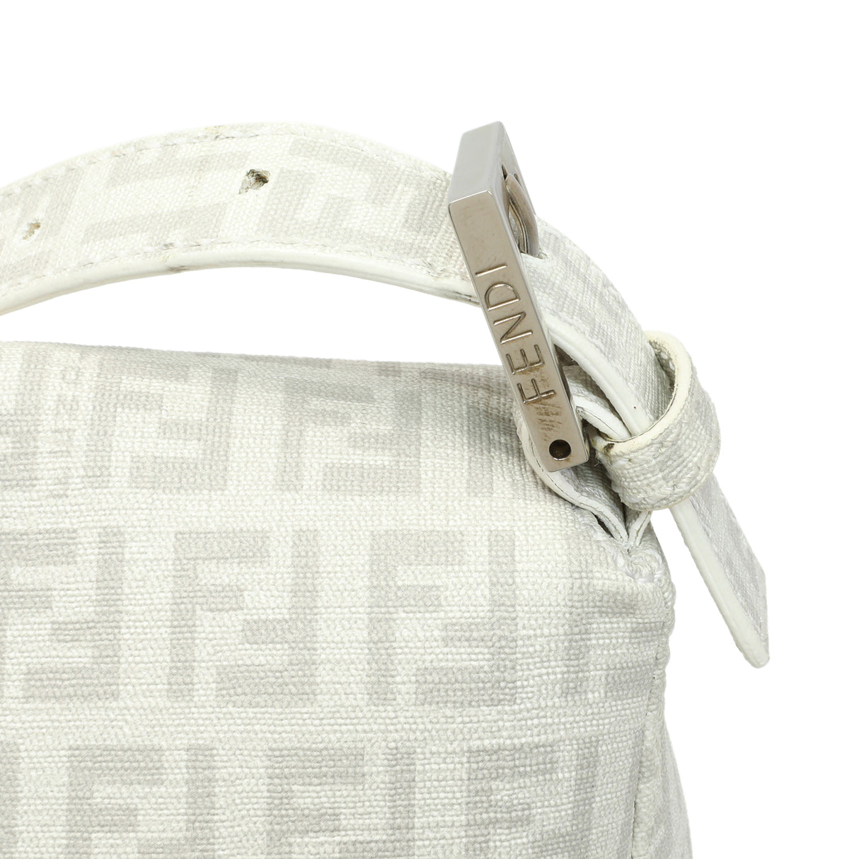 Fendi White Zucchino Mama Baguette Handbags Fendi