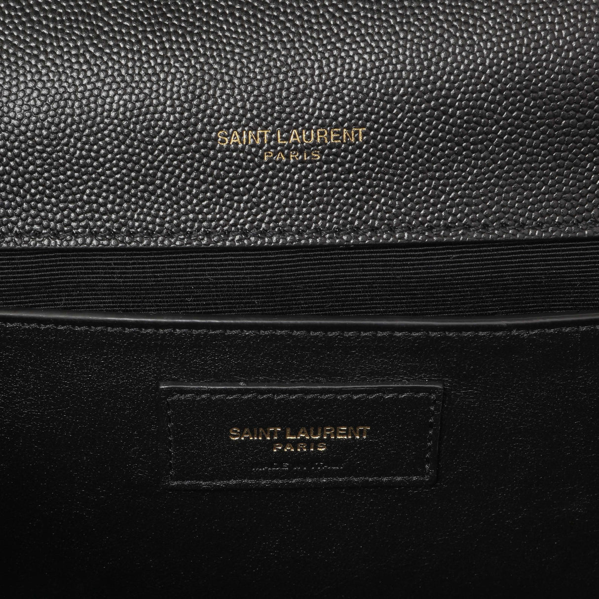 Saint Laurent Black Grain De Poudre Matelasse Chevron Medium Triquilt Monogram Satchel Handbags Saint Laurent