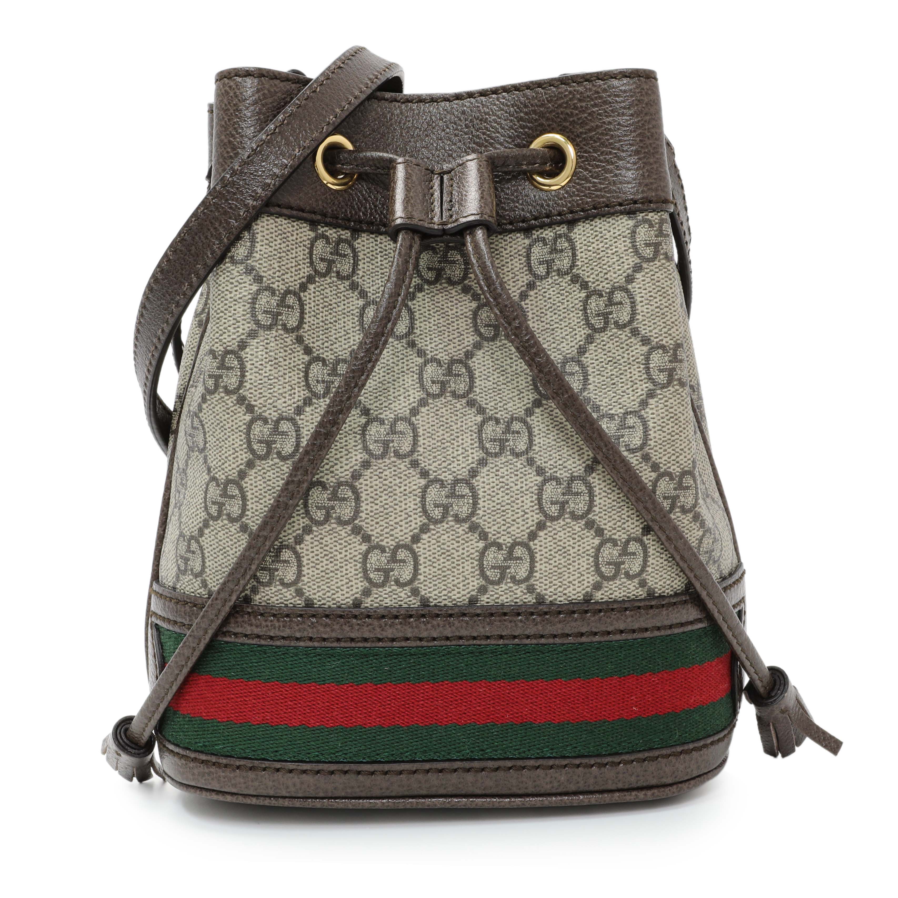 Gucci GG Supreme Monogram Web Mini Ophidia Bucket Bag – Modaselle