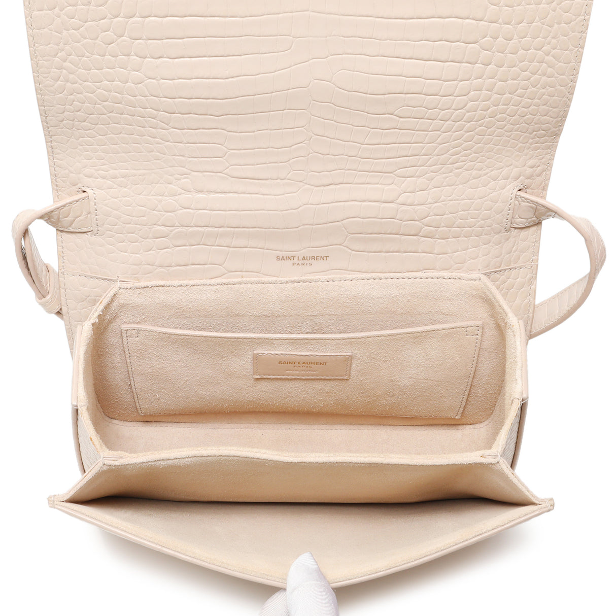 Saint Laurent Light Pink Crocodile Embossed Calfskin Medium Bellechasse Handbags Saint Laurent