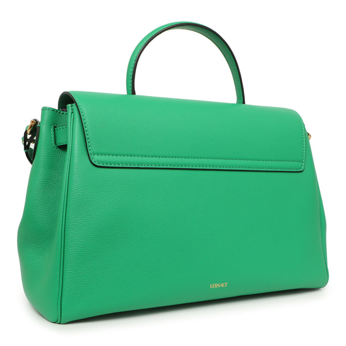 Versace Green Calfskin Large La Medusa Top Handle Handbags Versace