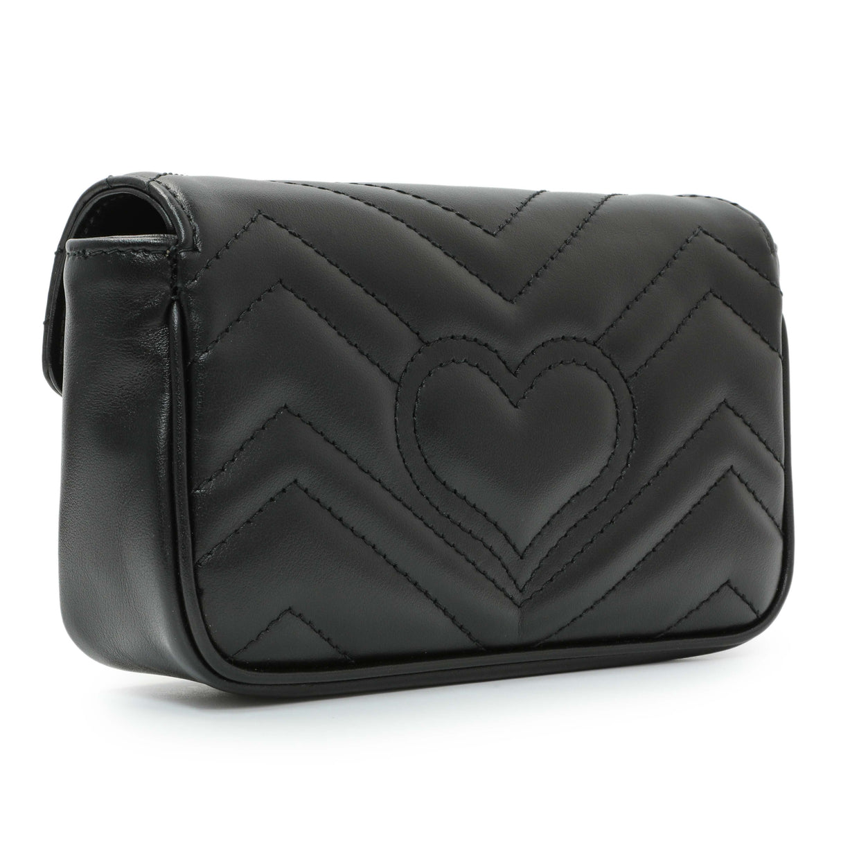 Gucci Black Calfskin Matelasse Super Mini GG Marmont Handbags Gucci