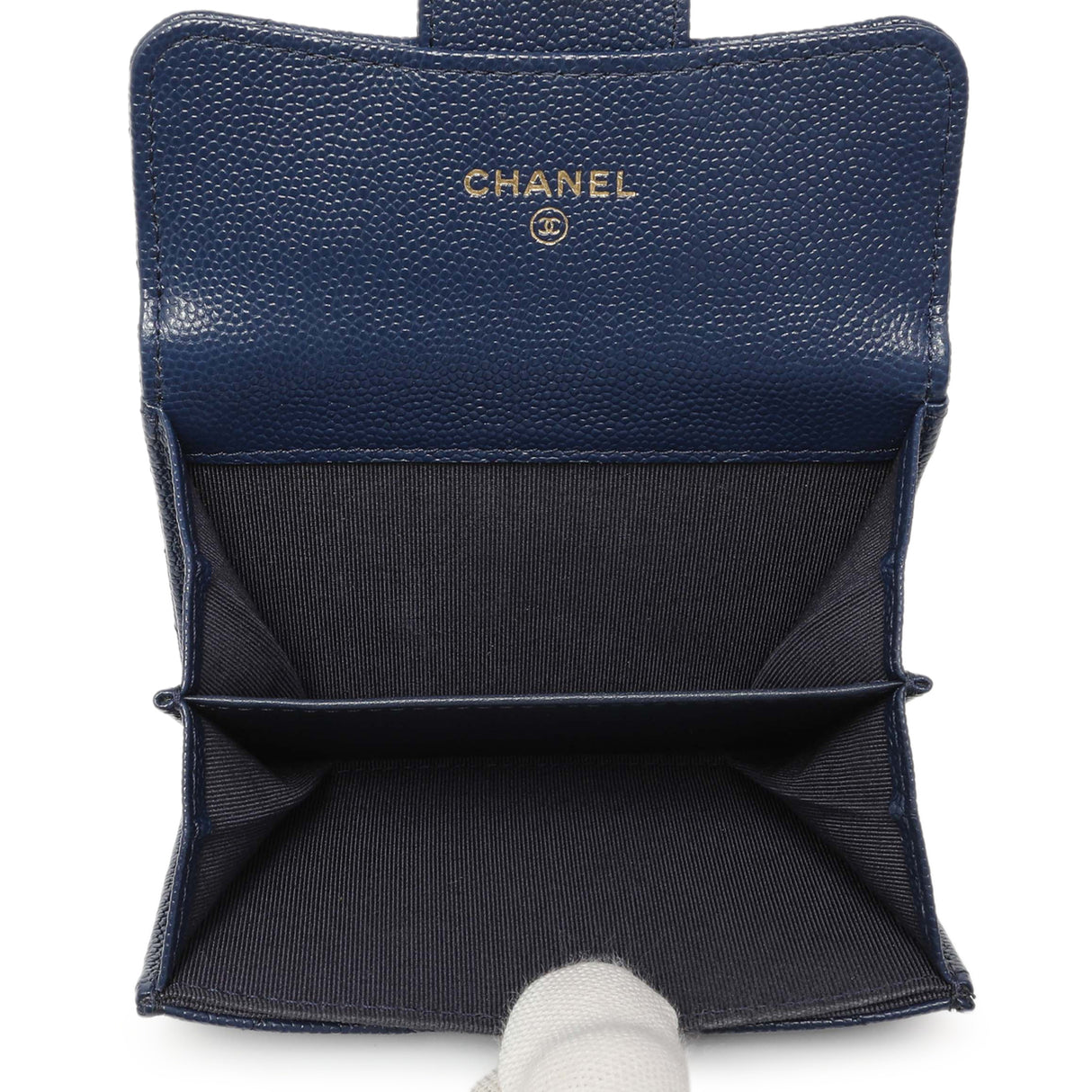 Chanel Blue Quilted Caviar Flap Card Holder Wallet Accessories Chanel