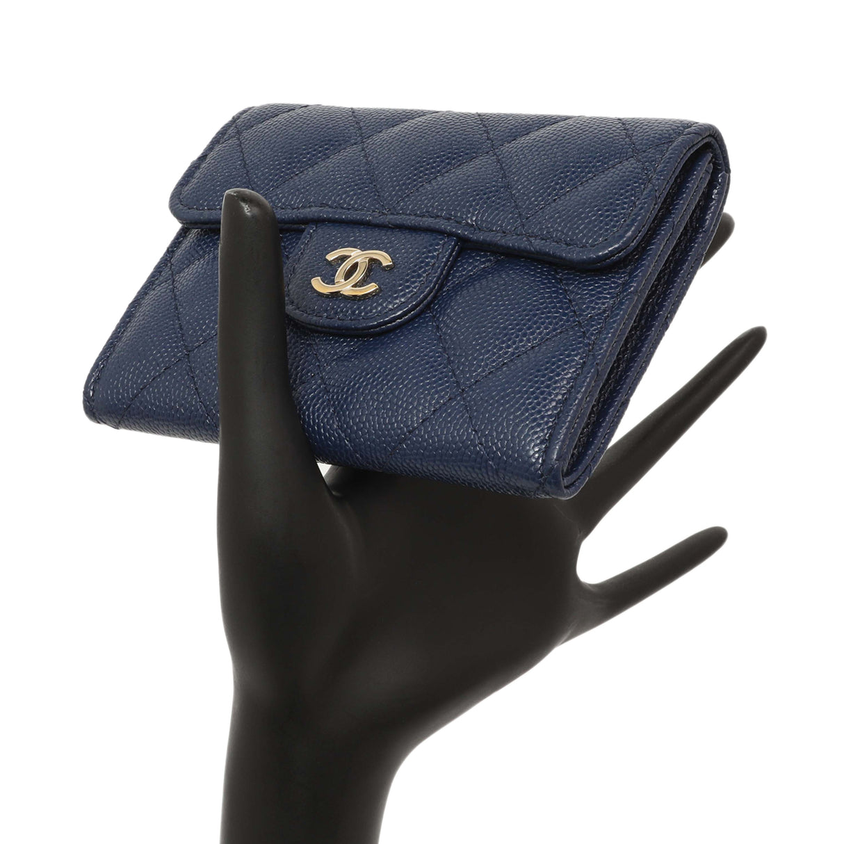 Chanel Blue Quilted Caviar Flap Card Holder Wallet Accessories Chanel