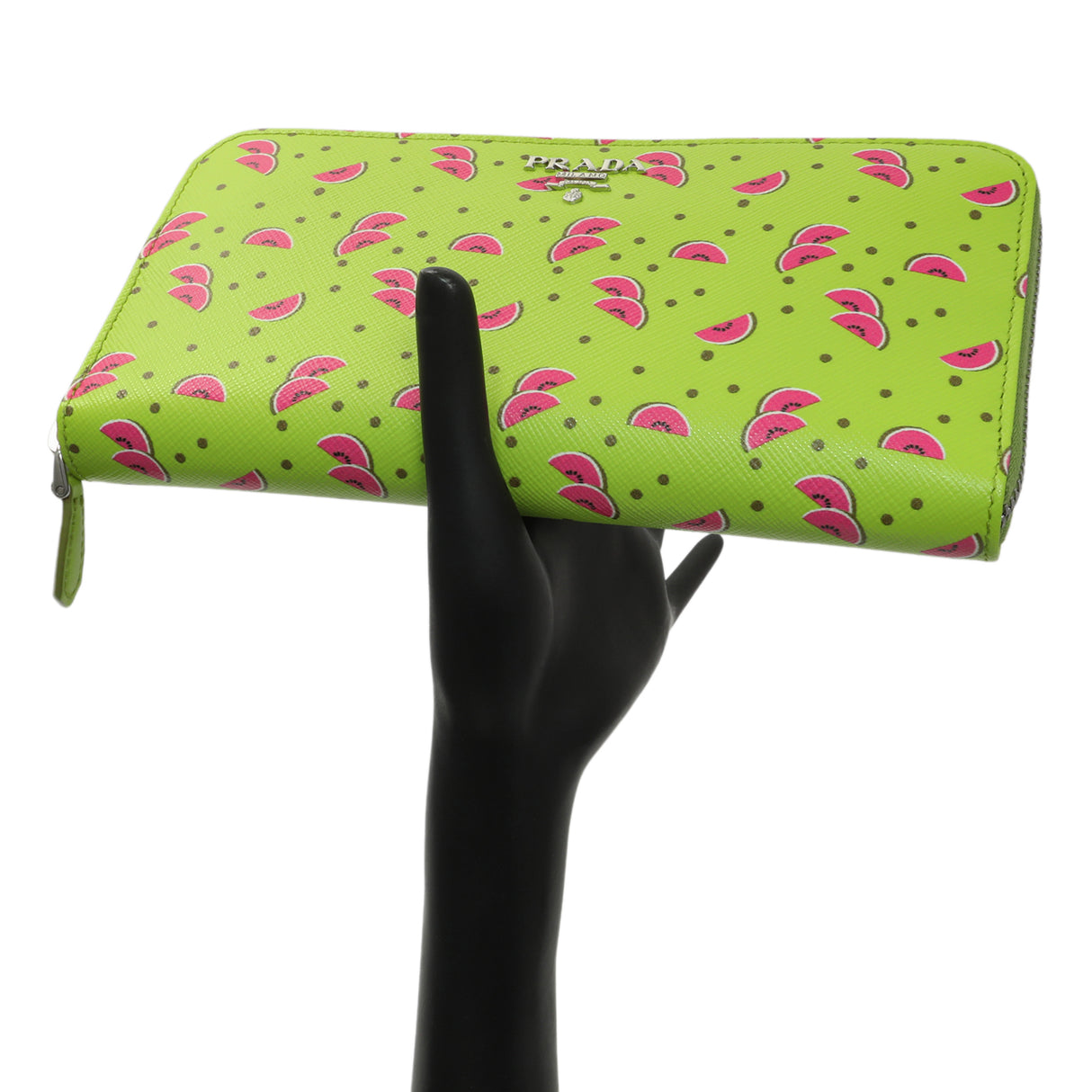 Prada Watermelon Print Saffiano Zip Around Wallet Accessories Prada