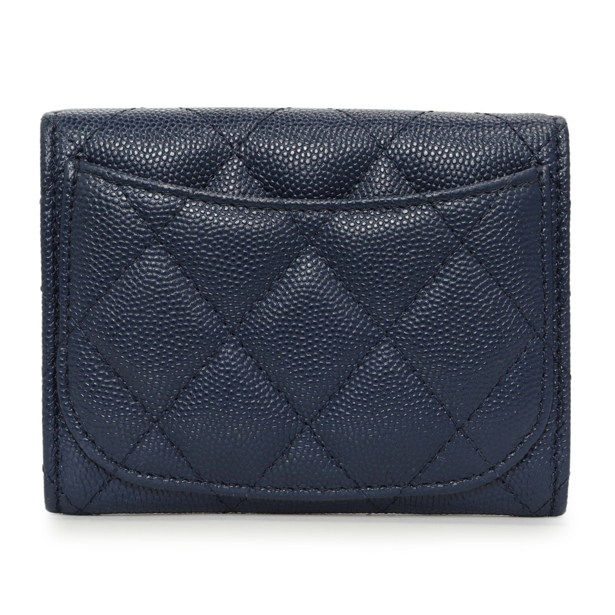 Chanel Blue Quilted Caviar Flap Card Holder Wallet Accessories Chanel