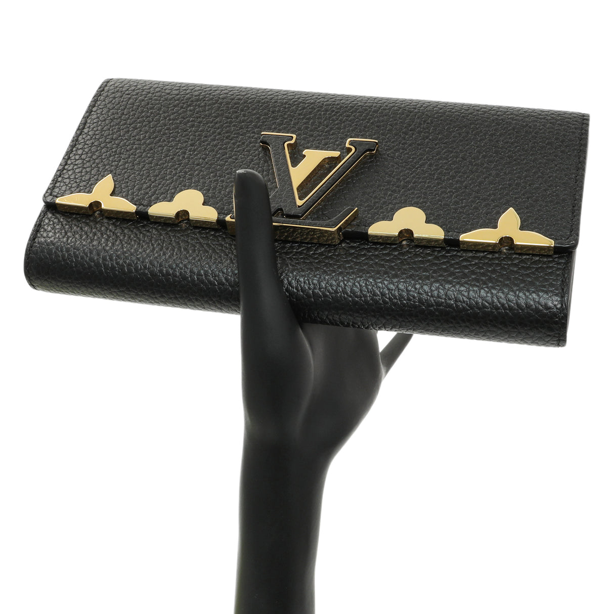 Louis Vuitton Black Taurillon Leather Flower Studded Capucines Wallet Accessories Louis Vuitton