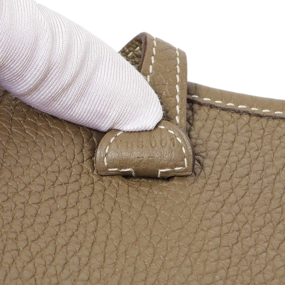 Hermes Etoupe Bleu Indigo Clemence Evelyne TPM Handbags Hermes