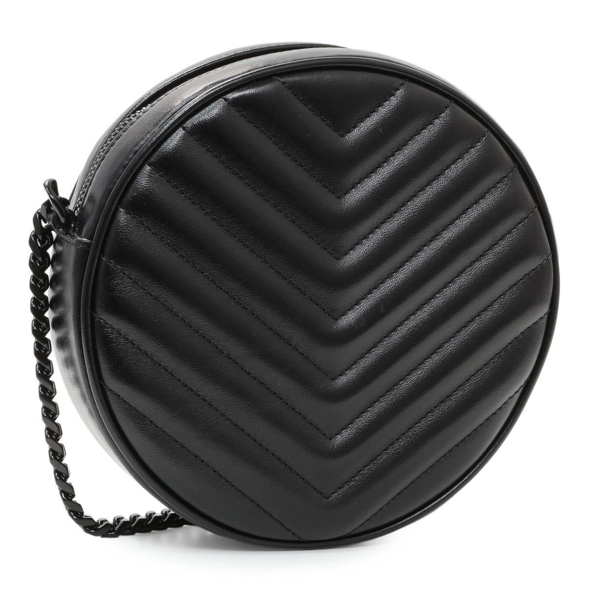 Saint Laurent Black Calfskin Matelasse Chevron Round Vinyle Camera Bag Handbags Saint Laurent