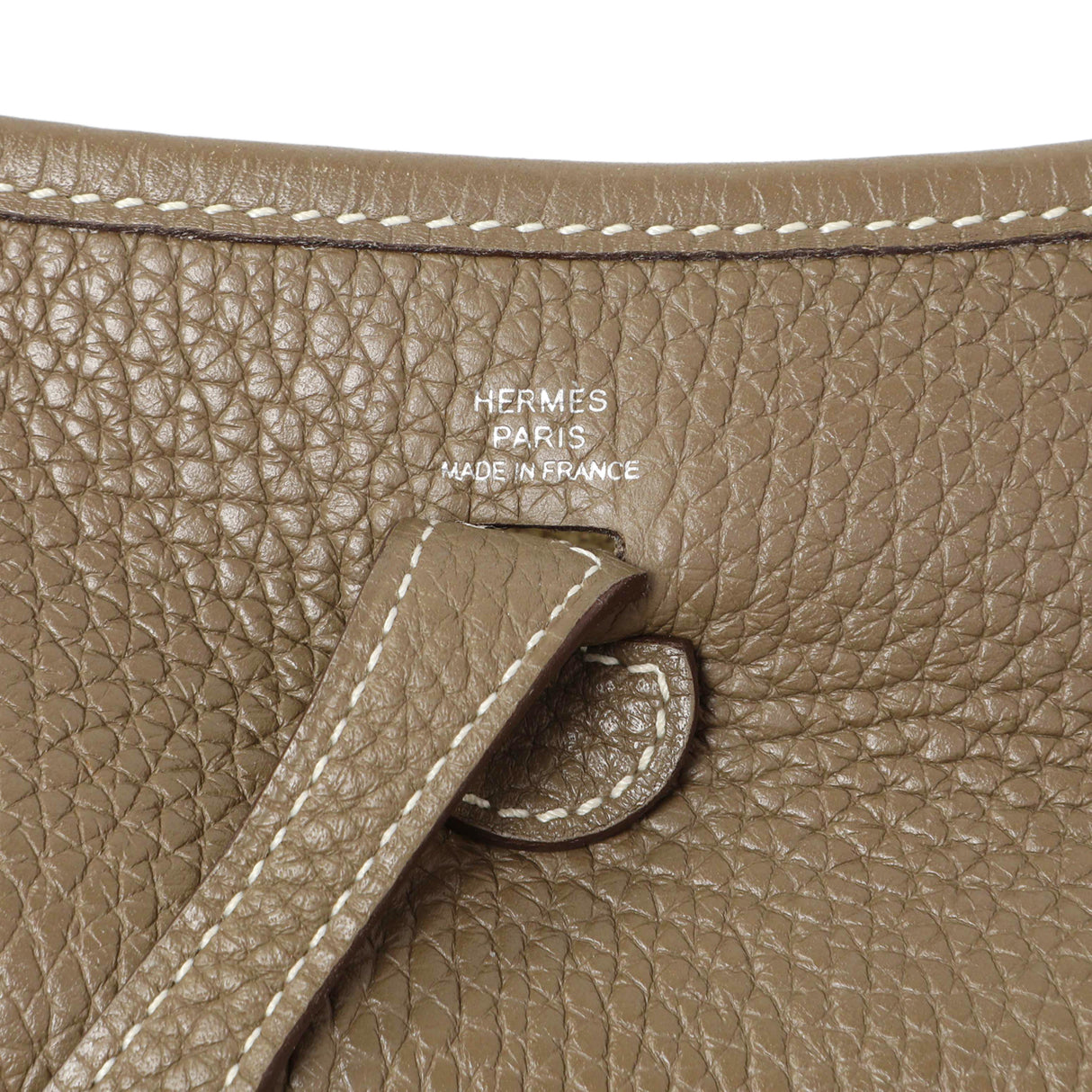 Hermes Etoupe Bleu Indigo Clemence Evelyne TPM Handbags Hermes